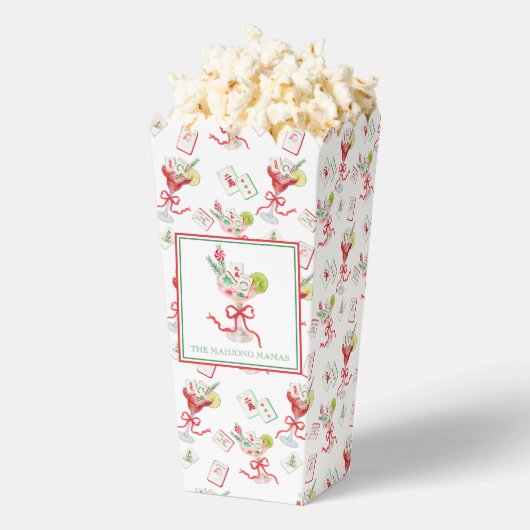 Watercolor Merry Mahjong Christmas Cocktail Party Bedankdoosjes (Popped)