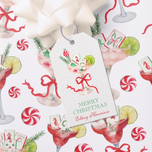 Watercolor Merry Mahjong Christmas Cocktail Party Cadeaulabel