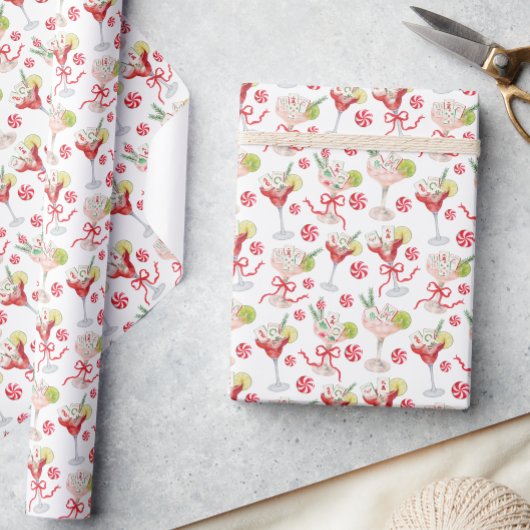 Watercolor Merry Mahjong Christmas Cocktail Party Cadeaupapier