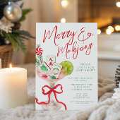 Watercolor Merry Mahjong Christmas Cocktail Party Kaart