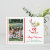 Watercolor Merry Mahjong Christmas Cocktail Photo Feestdagenkaart (Staand voorkant)