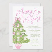 Watercolor Merry & Mahjong Christmas Tree Party Kaart (Voorkant)