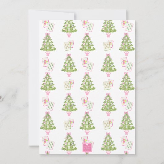 Watercolor Merry & Mahjong Christmas Tree Party Kaart (Achterkant)