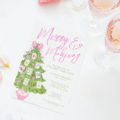 Watercolor Merry & Mahjong Christmas Tree Party Kaart