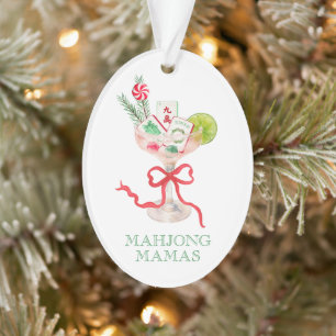 Watercolor Merry Mahjong Kerst Cocktaill Party Ornament