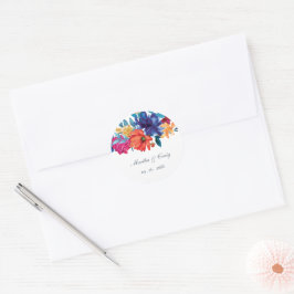 Watercolor Mexicaans Feest Bloem Bruiloft Ronde Sticker