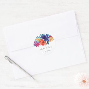 Watercolor Mexicaans Feest Bloem Bruiloft Ronde Sticker