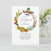 Watercolor Mexicaans Fiesta Rehearsal Dinner Kaart (Staand voorkant)