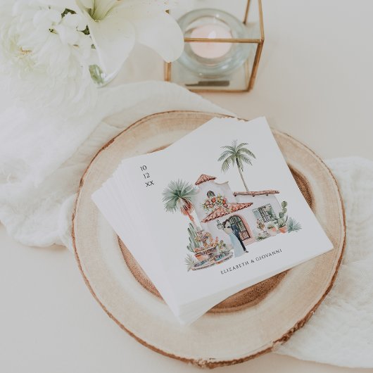 Watercolor Mexico Hacienda | Wedding Servet