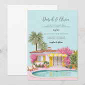Watercolor Miami Beach Bruiloft Kaart (Voorkant / Achterkant)