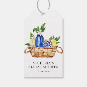 Watercolor Middellandse Zee Mand Bruidsdouche Cadeaulabel