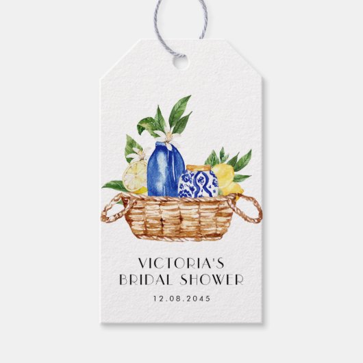 Watercolor Middellandse Zee Mand Bruidsdouche Cadeaulabel (Voorkant)