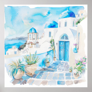 Watercolor Middellandse Zee  Poster