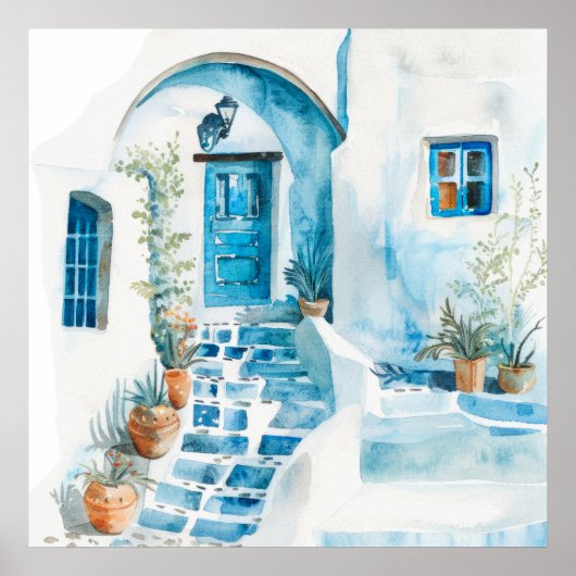 Watercolor Middellandse Zee Poster (Voorkant)