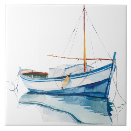 Watercolor Middellandse Zee Tegeltje (Voorkant)
