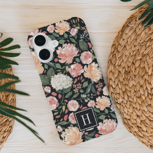 Watercolor Midsummer Bloemmotief Monogram iPhone 16 Hoesje