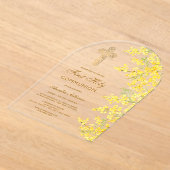 Watercolor Mimosa Arch First Communion Acryl Uitnodigingen (Laagn)