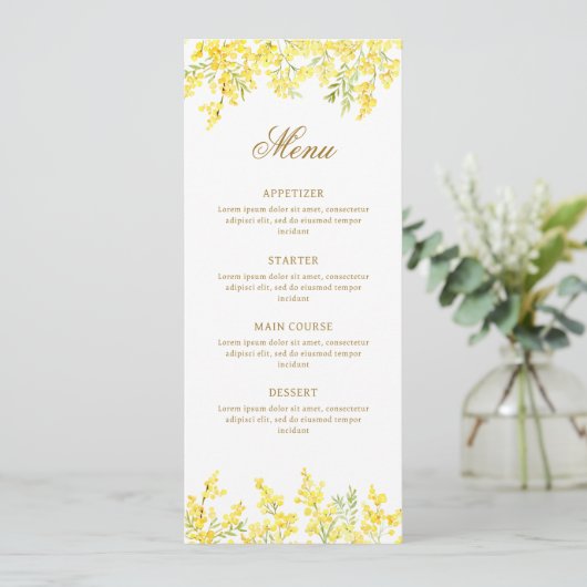 Watercolor Mimosa Classic Menu (Staand voorkant)
