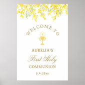Watercolor Mimosa First Communion Welcome Poster (Voorkant)