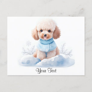 Watercolor Miniatuur Abrikoos Poodle Puppie Hond Briefkaart