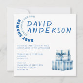 Watercolor minimalist baby shower boy kaart (Voorkant)