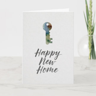 Watercolor Minimalist Key Happy New Home Card Kaart
