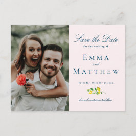 Watercolor Minimalistische Citroen - QR & Foto Aankondigingskaart