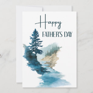 Watercolor Minimalistische Gelukkige Vaderdag Feestdagenkaart