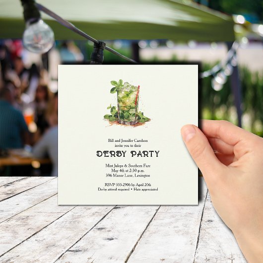 Watercolor Mint Julep Derby Kaart