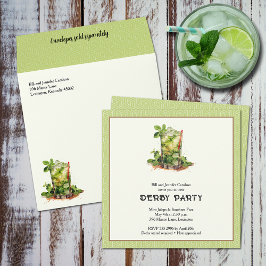 Watercolor Mint Julep Derby Kaart