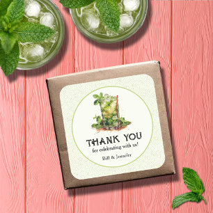 Watercolor Mint Julep Derby Vierkante Sticker