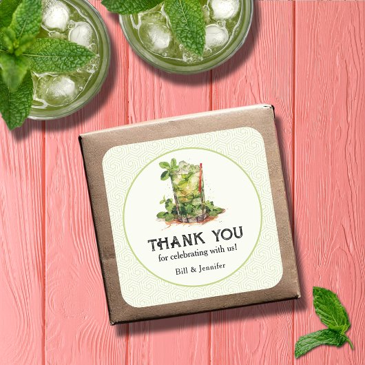Watercolor Mint Julep Derby Vierkante Sticker