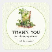 Watercolor Mint Julep Derby Vierkante Sticker (Voorkant)