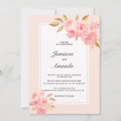 Watercolor mint pastel pink floral Wedding Kaart (Voorkant)