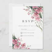 Watercolor mint pink orchid floral RSVP Kaart (Voorkant)