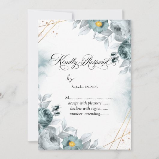 Watercolor Mintgroene Rozen RSVP Kaart (Voorkant)