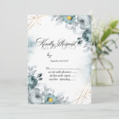 Watercolor Mintgroene Rozen RSVP Kaart (Staand voorkant)