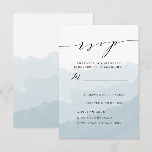 Watercolor Mist | Trouw RSVP Kaart (Voorkant / Achterkant)