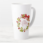 Watercolor mistletoe krans met strik latte mok (Rechterhoek)
