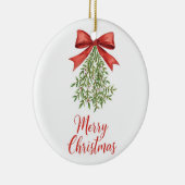 Watercolor Mistletoe Merry Christmas Keramisch Ornament (Rechts)