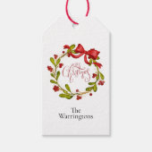 Watercolor Mistletoe Wreath with Bow Cadeaulabel (Voorkant)