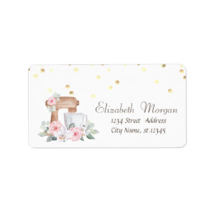 Watercolor Mixer Bloemen Goud Confetti Etiket