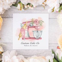 Watercolor Mixer Cake + Bakkerij Roze Visitekaartj