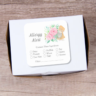 Watercolor Mixer Met Rozen Bakkerij Allergie Waars Vierkante Sticker