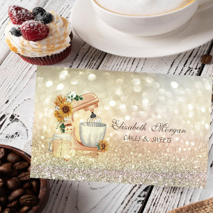 Watercolor Mixer Zonnebloemen Bokeh Bakkerij Visitekaartje