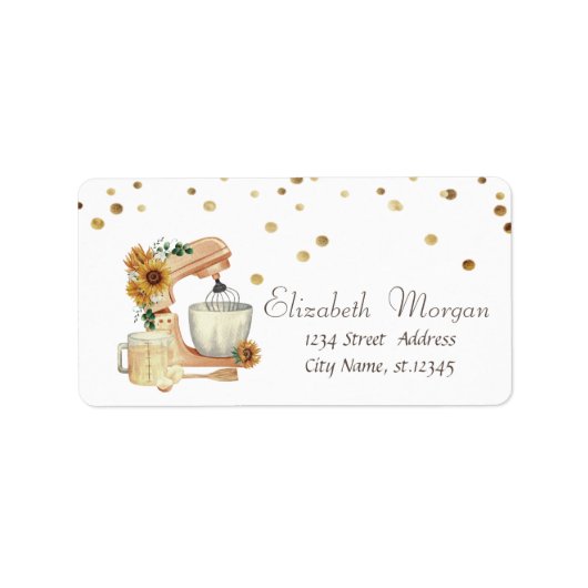 Watercolor Mixer Zonnebloemen Confetti   Etiket (Voorkant)