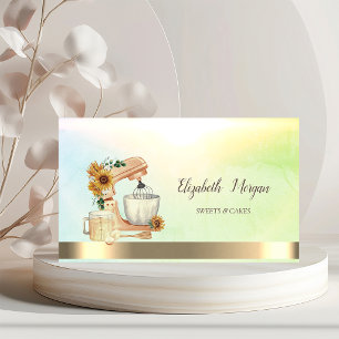 Watercolor Mixer Zonnebloemen,Goud,Groen Visitekaartje
