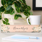 Watercolor Modern Blozende Perzik Hydrangea Zakeli Naambordje