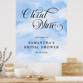 Watercolor Modern Cloud Nine Bruidsborrel Welkom Poster (Keuken)