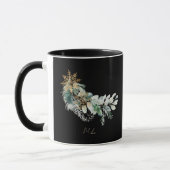 Watercolor Modern Leaves Script Prettig Kerstfeest Mok (Links)